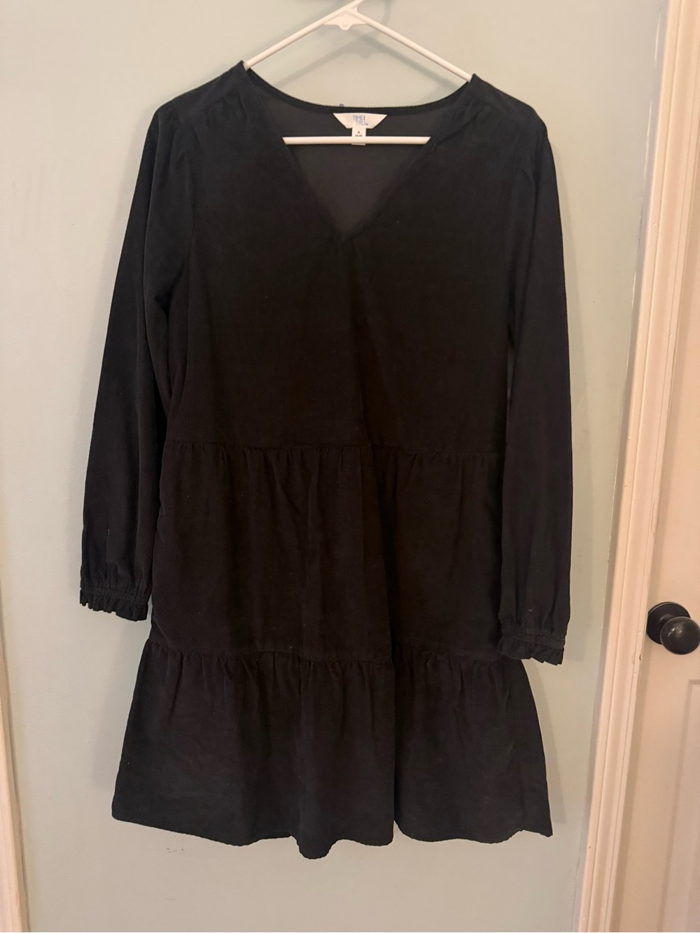 Time and Tru Black Long-Sleeve Tiered Girls Dress